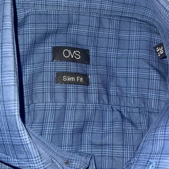 👔 2 FOR $20 👔 Men’s Blue Button Up Dress Shirt - OVS Italy - Slim Fit - Picture 7 of 9
